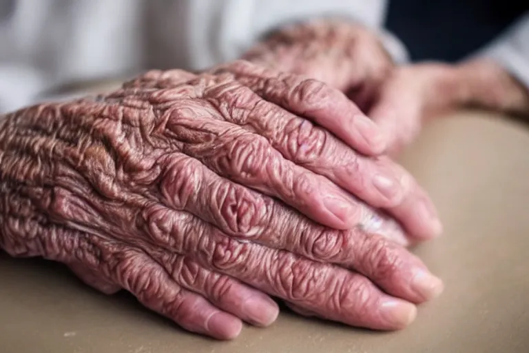 Image similar to close up still of an elderly womans hands