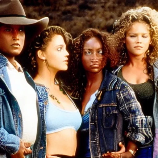 Prompt: city slickers movie reboot with all black women