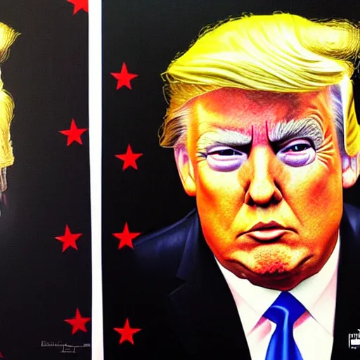 Image similar to donald trump portrait in the style of jason edmiston