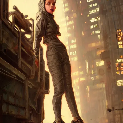 Prompt: character portrait of a 1950s girl in a hoodie, dystopian cyberpunk steampunk mood, intricate, wild, highly detailed, digital painting, artstation, upper body, concept art, smooth, sharp focus, illustration, art by artgerm and greg rutkowski and alphonse mucha