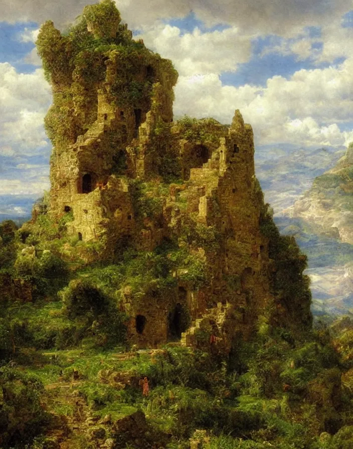 Prompt: a building in a stunning landscape by Sophie Anderson