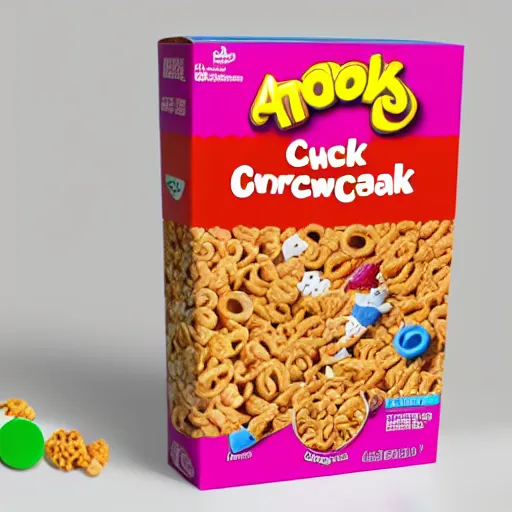 Image similar to a pack of cereal for kids, product photo,