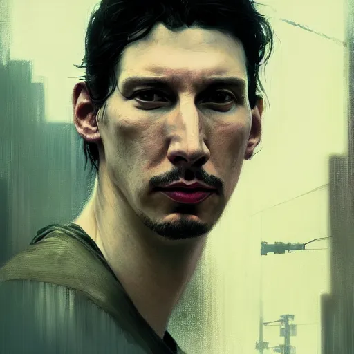 Prompt: adam driver, hyperrealistic portrait, bladerunner street, art of elysium by jeremy mann and alphonse mucha, fantasy art, photo realistic, dynamic lighting, artstation, poster, volumetric lighting, very detailed face, 4 k, award winning