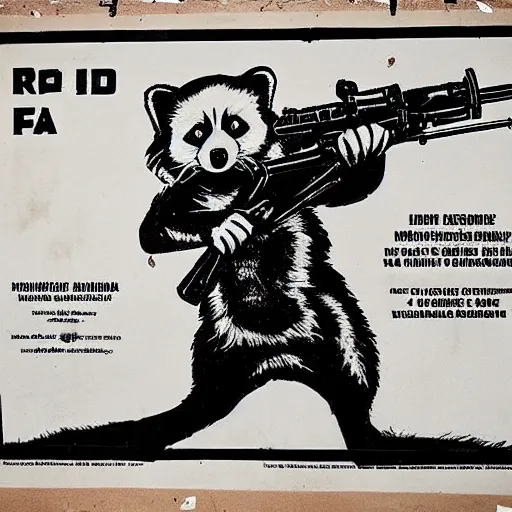 Image similar to red panda holding a rifle on a propaganda poster!!!, stencil!!, hypnotic, historical poster, germany!!, clear view, world war, circa 1 9 3 9, stencil