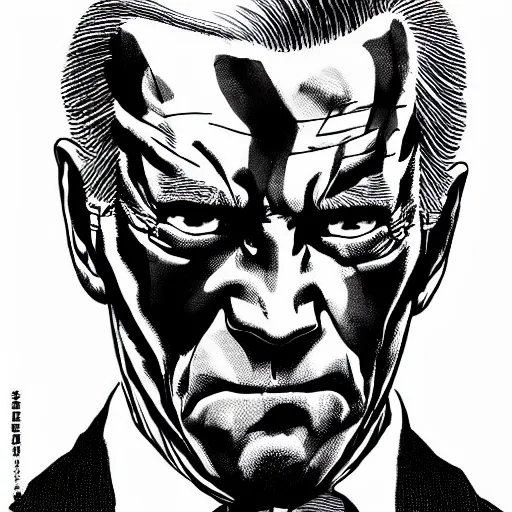 Image similar to Joe Biden looking sinister, by Tsutomu Nihei, highly detailed