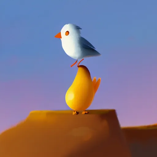 Image similar to goro fujita ilustration a cute little bird on the edge of a cliff overlooking the ocean, painting by goro fujita, sharp focus, highly detailed, artstation