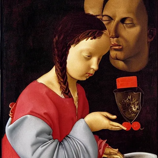 Image similar to a painting of the Koolaid meme by Agnolo Bronzino