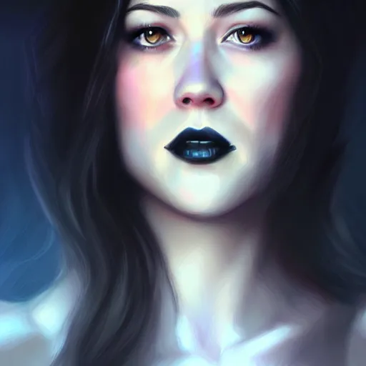 Prompt: a portrait digital painting of mary elizabeth winstead. a gothic background. painted by artgerm, ross tran.