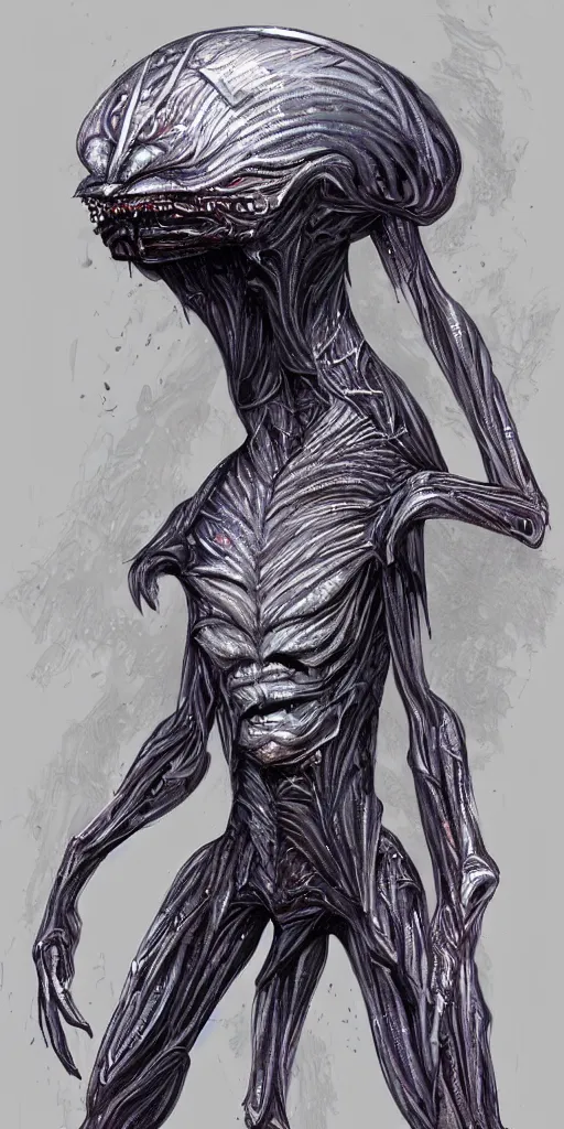 Prompt: full-body portrait of an alien creature made of crystal, scifi, science fiction, concept art, character design,