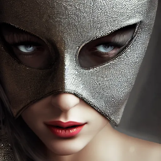 Image similar to a close up of a person wearing a mask, a photorealistic painting by csaba markus, shutterstock contest winner, art photography, behance hd, daz 3 d, androgynous