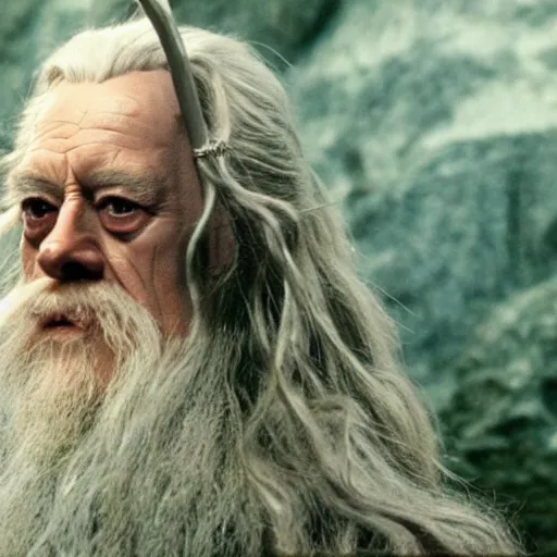 Image similar to A Still of Patrick McGoohan as Gandalf in The Lord of the Rings (2001), full-figure