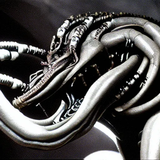 Image similar to xenomorph. film strip. 9 frames.