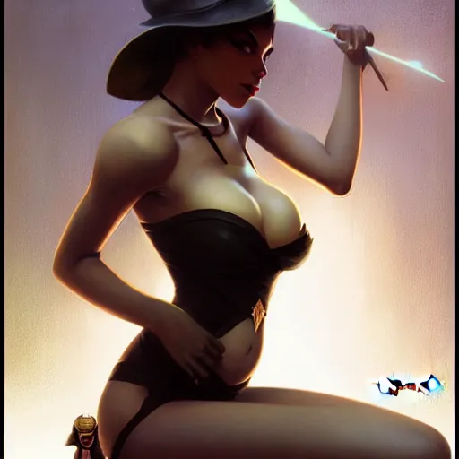 Image similar to of a Ramlethal Valentine, dark fantasy, medium shot, intricate, elegant, highly detailed, digital painting, volumetric light, artstation, concept art, smooth, sharp focus, illustration, art by Gil Elvgren and Greg Rutkowski and Alphonse Mucha