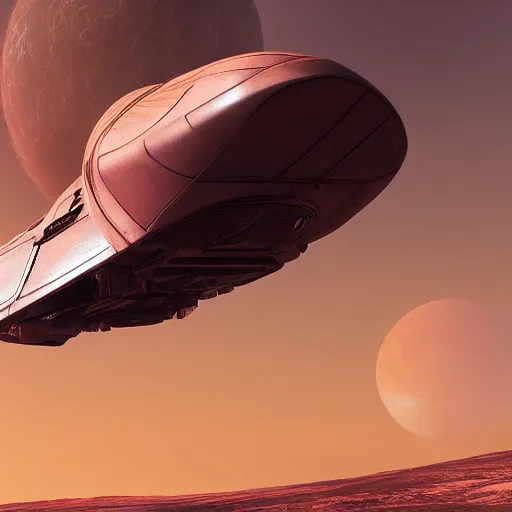 Prompt: scifi spaceship landing on a candy planet, hyperrealistic, ultra realistic, realistic, highly detailed, epic, HD quality, 8k resolution