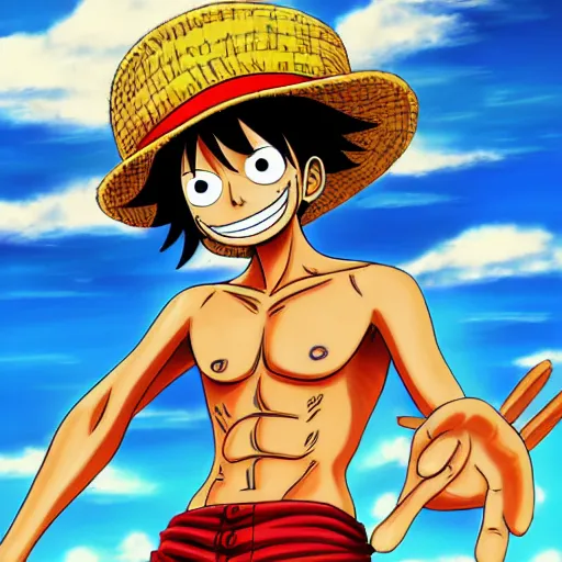 Image similar to Monkey D Luffy finally finding the one piece on Long Island, digital art, anime style, trending on Artststion