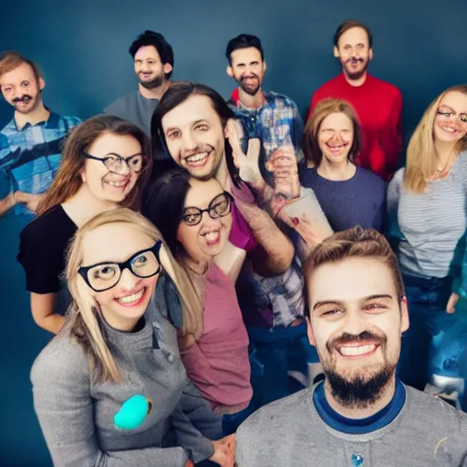 Image similar to team of happy creative people