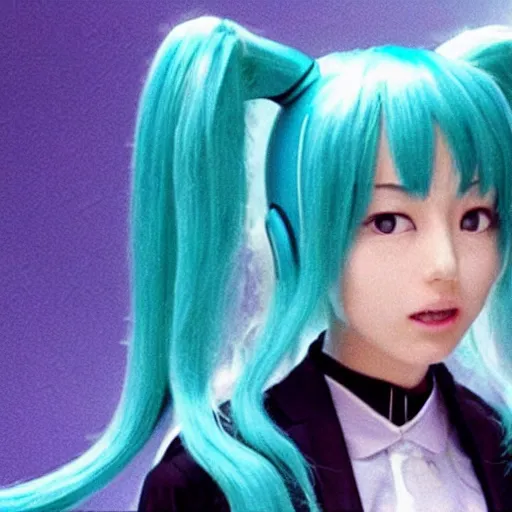 Image similar to a live - action still of hatsune miku in the sopranos ( 1 9 9 7 )