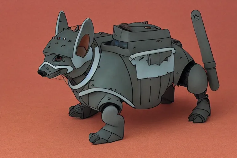 Image similar to heavily armoured mechanical corgi by studio ghibli