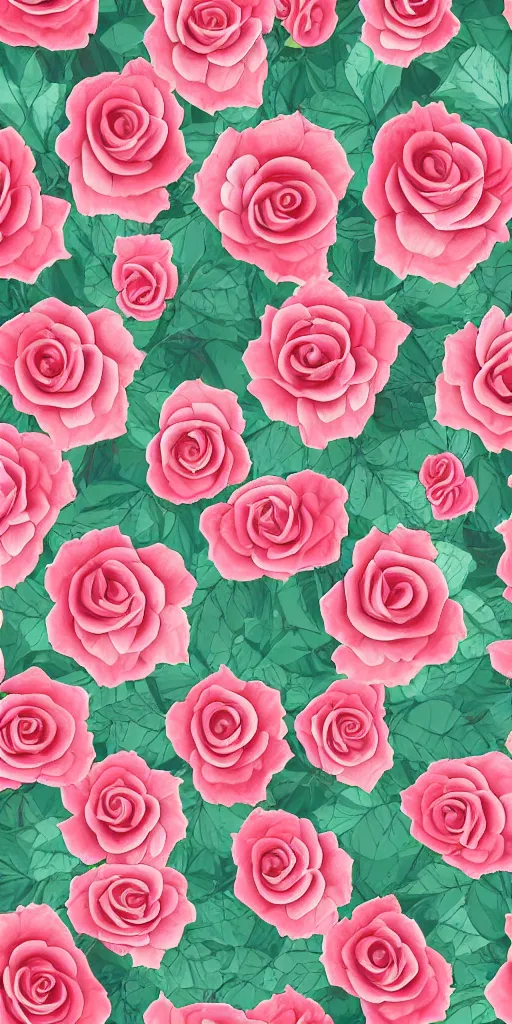 Image similar to seamless pattern of beautiful roses with leaves and throns, colourful, symmetrical, repeating 35mm photography