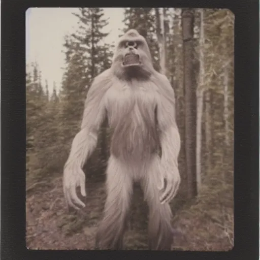 Prompt: Polaroid photo of Bigfoot