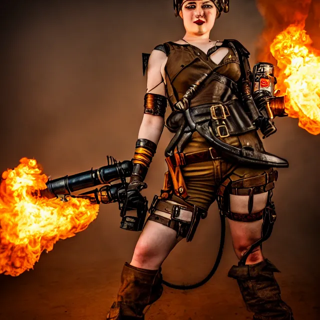 full length photo of a beautiful dieselpunk warrior | Stable Diffusion