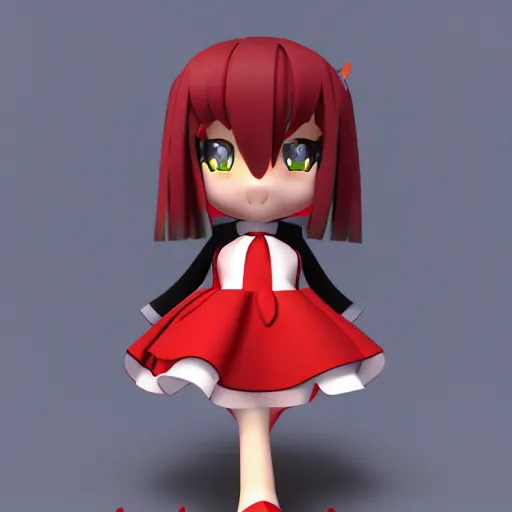 Image similar to cute fumo plush of a centaur girl in a red and black dress and top, anime, cel shaded pbr, vray