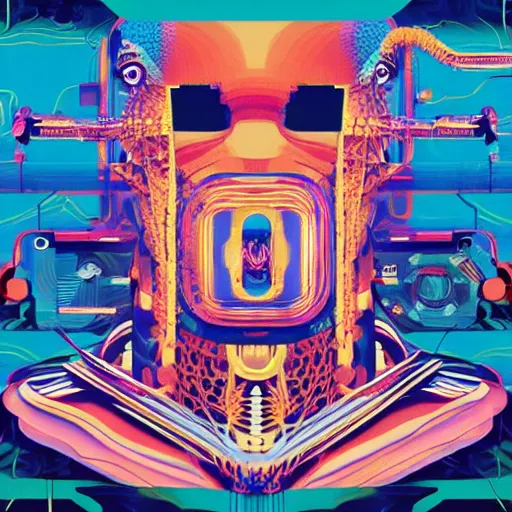 Image similar to album cover design design depicting the alter to the ai machine gods, by jonathan zawada, pi - slices, and tristan eaton, digital art