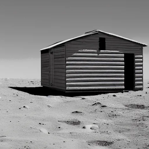 Prompt: a shed on the moon