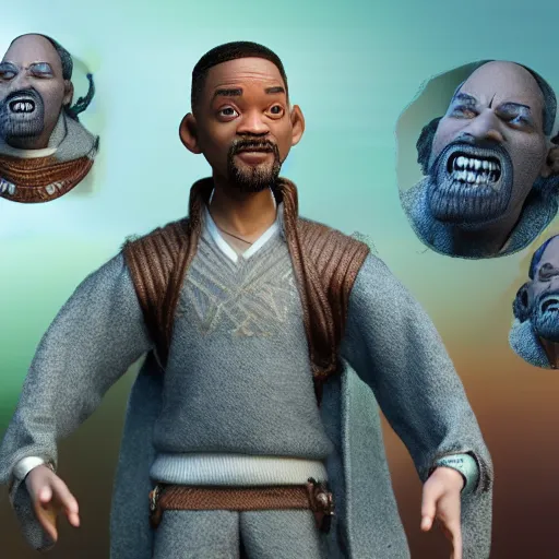 Image similar to will smith as a wizard, figurine, claymation, hyperrealistic, hyperdetalied, high quality, 8 k, high rendering, photorealistic, cinematic, cgsociety, artstation,