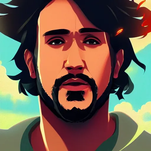 Image similar to portrait of sayid jarrah from lost, island background, rich vivid colors, ambient lighting, dynamic lighting, 4k, HQ, official media, anime key visual, makoto shinkai, ilya kuvshinov, lois van baarle, rossdraws, detailed, trending on artstation