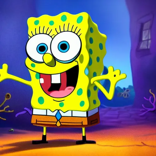 Prompt: SpongeBob squarepants, perfect eyes, full body shot, portrait, vivid colors, elegant, concept art, sharp focus, digital art, Hyper-realistic, 4K, Unreal Engine, Highly Detailed, HD, Dramatic Lighting by Brom, trending on Artstation