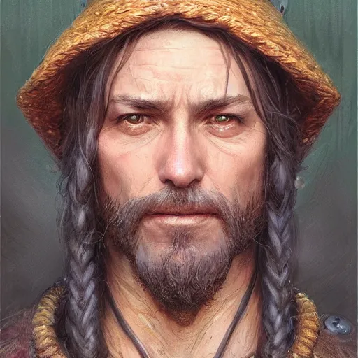 Image similar to the friendly merchant as a realistic fantasy d & d character, closeup portrait art by donato giancola and greg rutkowski, realistic face, digital art, trending on artstation