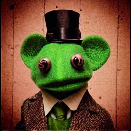 Prompt: “ steampunk kermit the frog ”