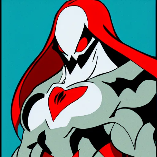 Image similar to Spawn by Todd-MacFarlene, SVG, Vector sticker, flat colors, full-body, uncropped, white-space-surrounding-subject