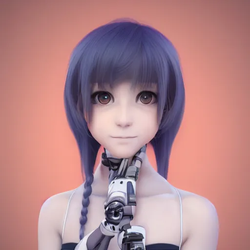 Image similar to beautiful full body portrait of a human like anime girl robot with artificial pale skin and fox ears, high quality, highly detailed, 4 k, drawn by wwpgi, trending on artstation, digital art, rendered in unity 3 d