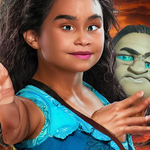 Image similar to photo of harry potter as moana, color, studio lighting