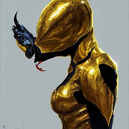 Image similar to gold venom, digital art by mandy jurgens and irina french and heraldo ortega, hyperdetailed, artstation, cgsociety