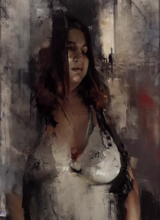 Image similar to beautiful plus size girl painting by jeremy mann