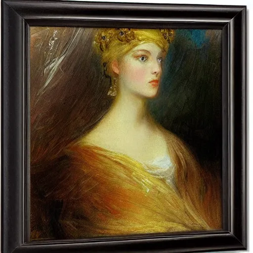 Prompt: most beautiful face Celtic Queen by J.M.W Turner