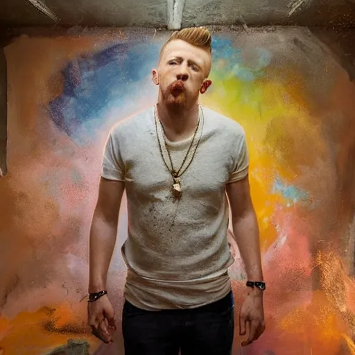 Image similar to hyperrealistic mixed media high resolution painting of Benjamin Hammond Haggerty Macklemore ((Morgan Freeman)), stunning 3d render inspired art by István Sándorfi and Greg Rutkowski and Unreal Engine, perfect facial symmetry, dim volumetric lighting, 8k octane beautifully detailed render, full body shot, post-processing, extremely hyper-detailed, intricate, epic composition, highly detailed attributes, highly detailed atmosphere, cinematic lighting, masterpiece, trending on artstation, very very detailed, masterpiece, stunning, flawless completion, lifelike texture, perfection,