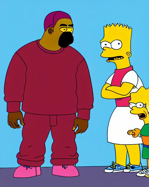 Prompt: a still of kanye west in the simpsons