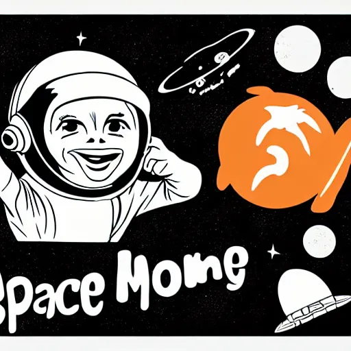 Image similar to Space monkey 50s art style