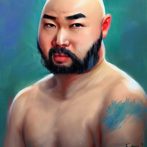 Image similar to bald asian guy with short beard by frank hong