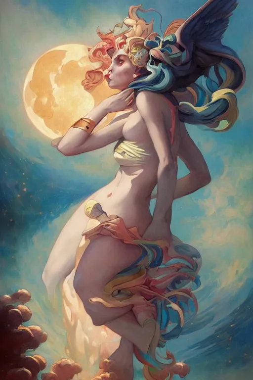 Prompt: Sailor Moon by Peter Mohrbacher in the style of Gaston Bussière, Art Nouveau