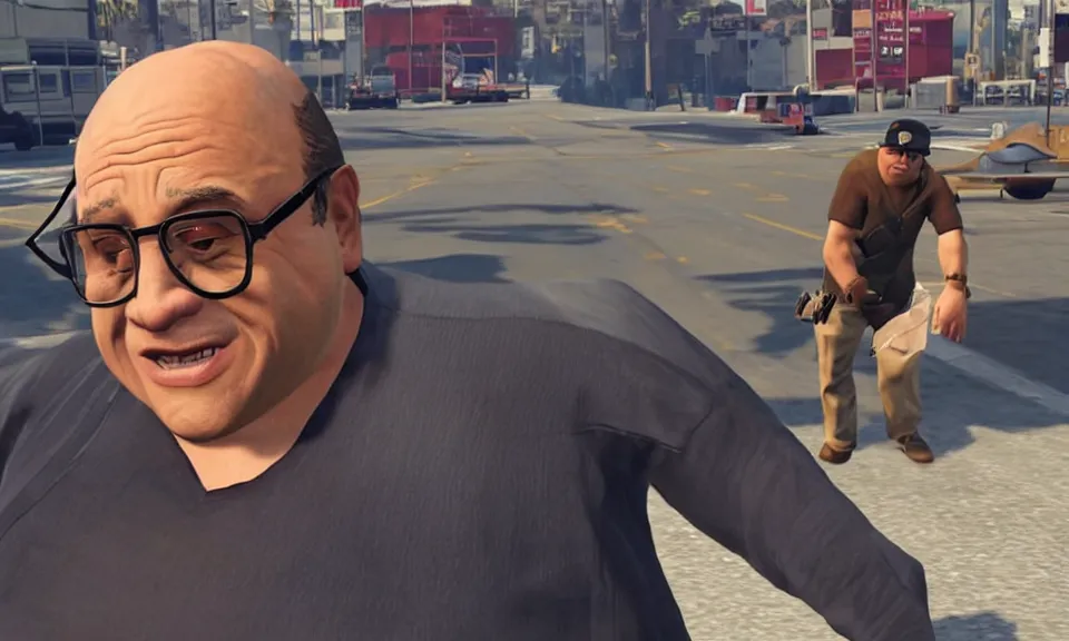 Prompt: screenshot of danny devito in gta v