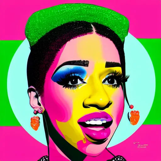 Image similar to rainbow cardi b. pop art