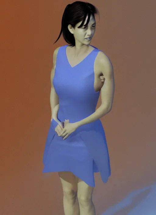 Prompt: japanese 90's 3D render of a girl in a cocktail dress, simple background