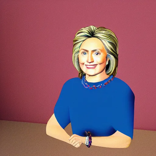 Image similar to how to 3 d model 1 9 9 0 s first lady hillary clinton in blender tutorial for beginners, painted by rene magritte