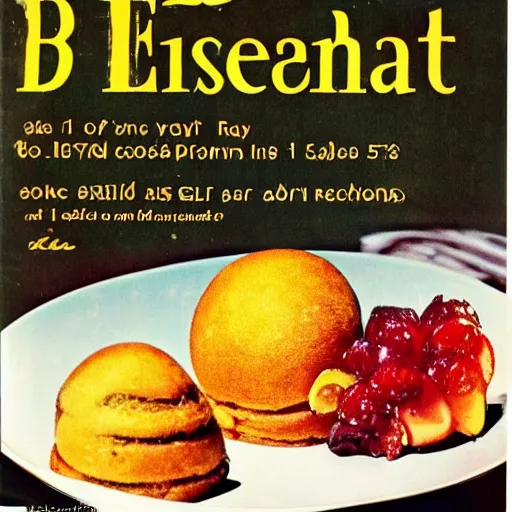 Image similar to photograph of dessert from 1970's cookbook in color