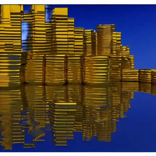 Prompt: hype realistic render of gold reflection, 3 d render